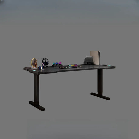 Black Standard Free From Wooden Computer Desk Image - 2