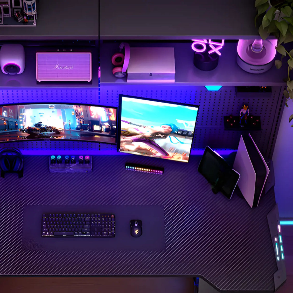 Black Standard Free From Wooden Computer Desk Image - 6
