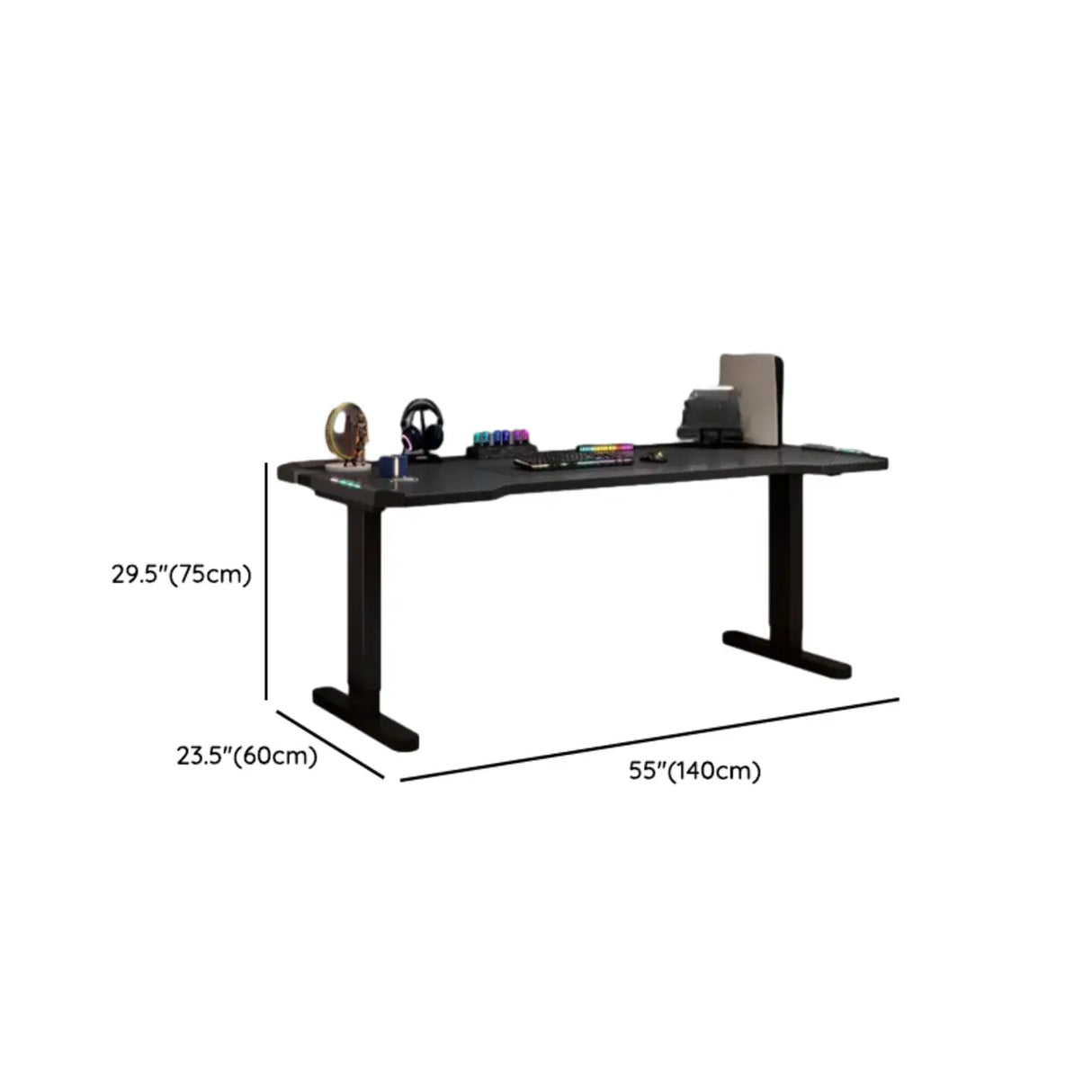 Black Standard Free From Wooden Computer Desk Image - 9