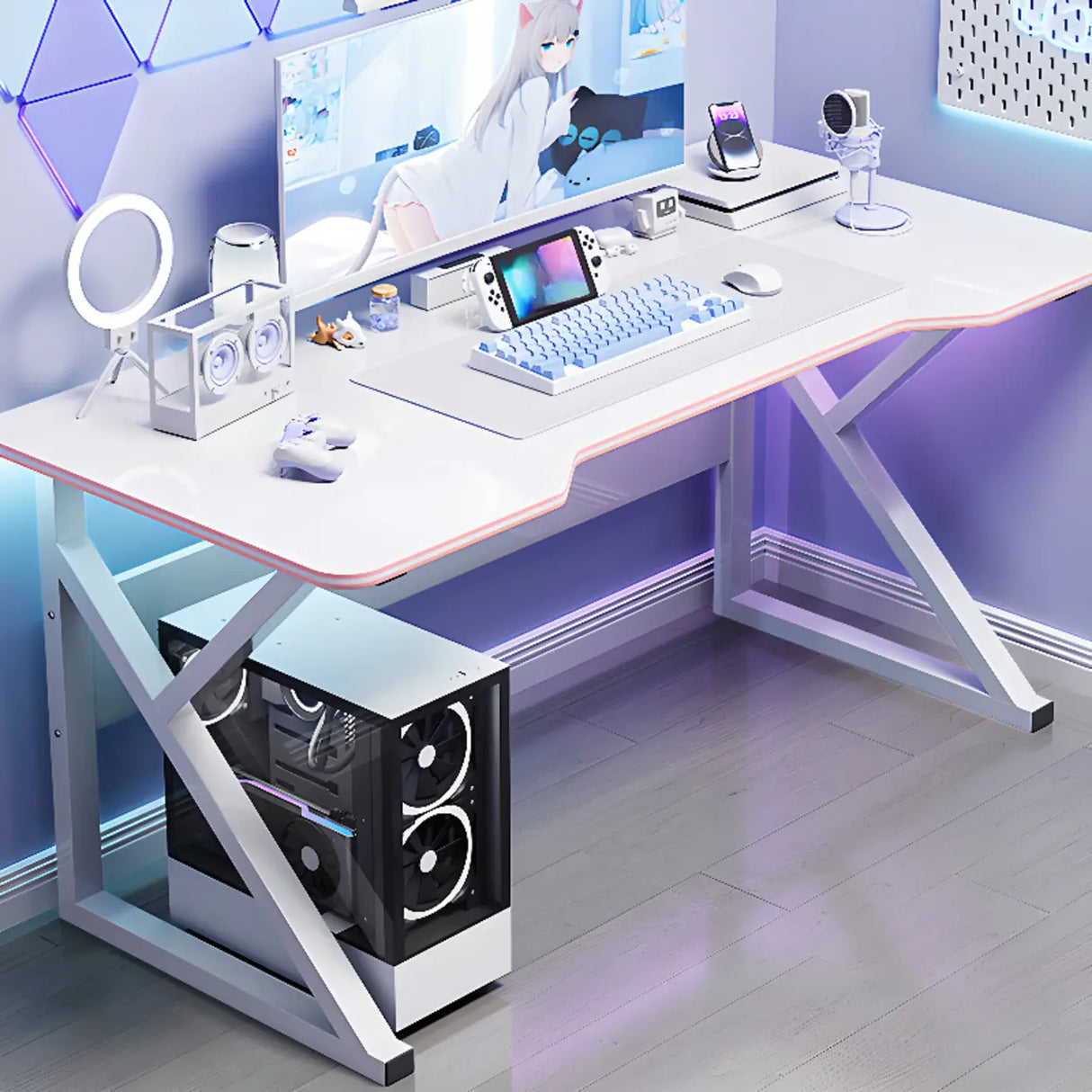 Black Standard Gaming Desk with Cable Management Image - 11