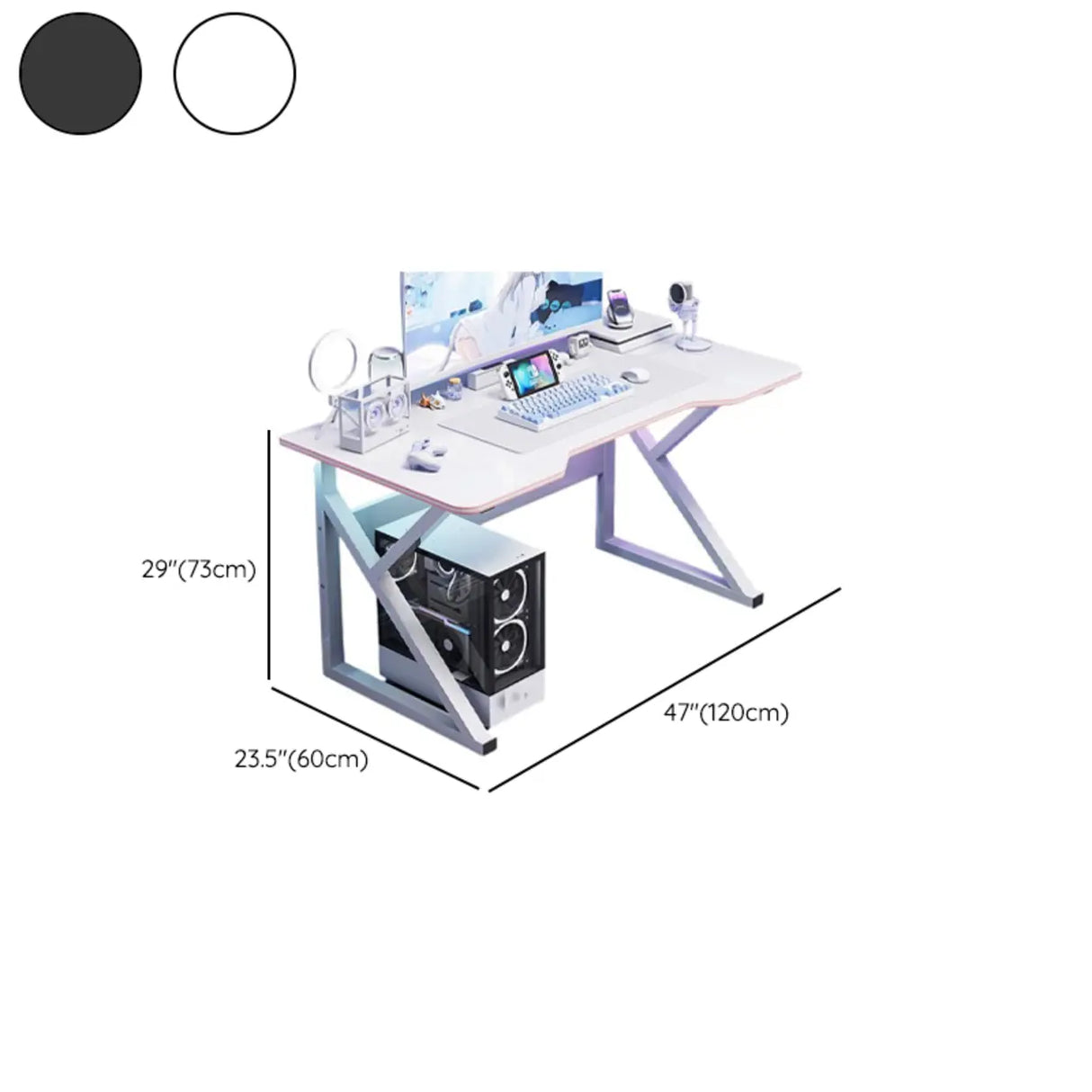 Black Standard Gaming Desk with Cable Management Image - 15
