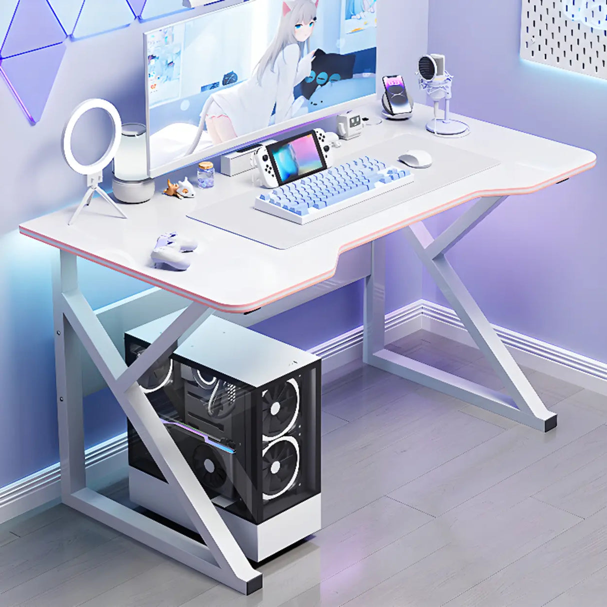 Black Standard Gaming Desk with Cable Management Image - 5