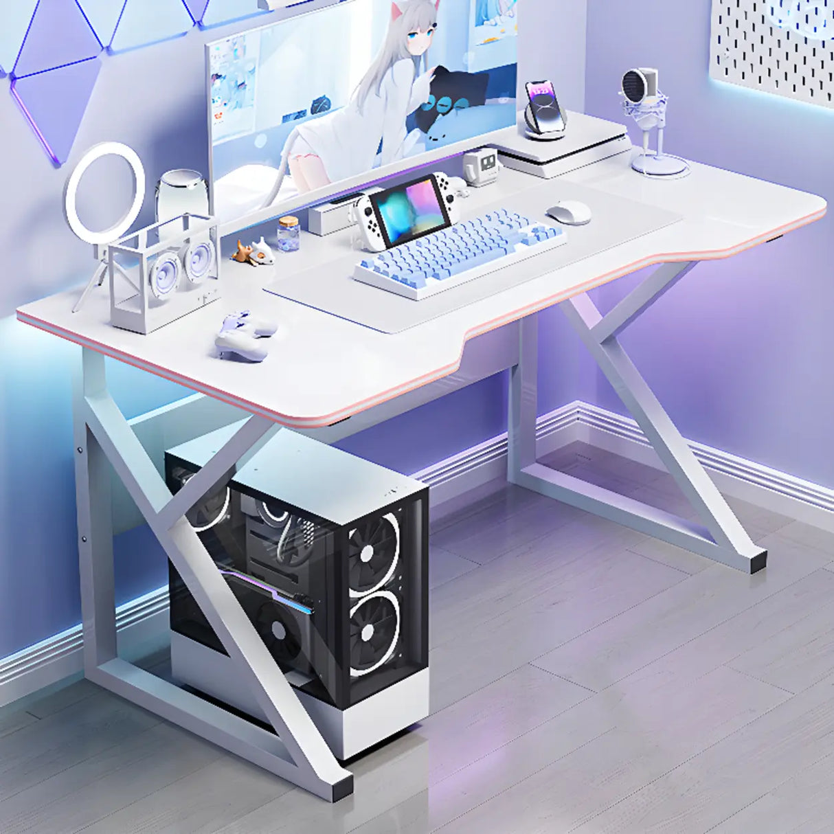 Black Standard Gaming Desk with Cable Management Image - 9