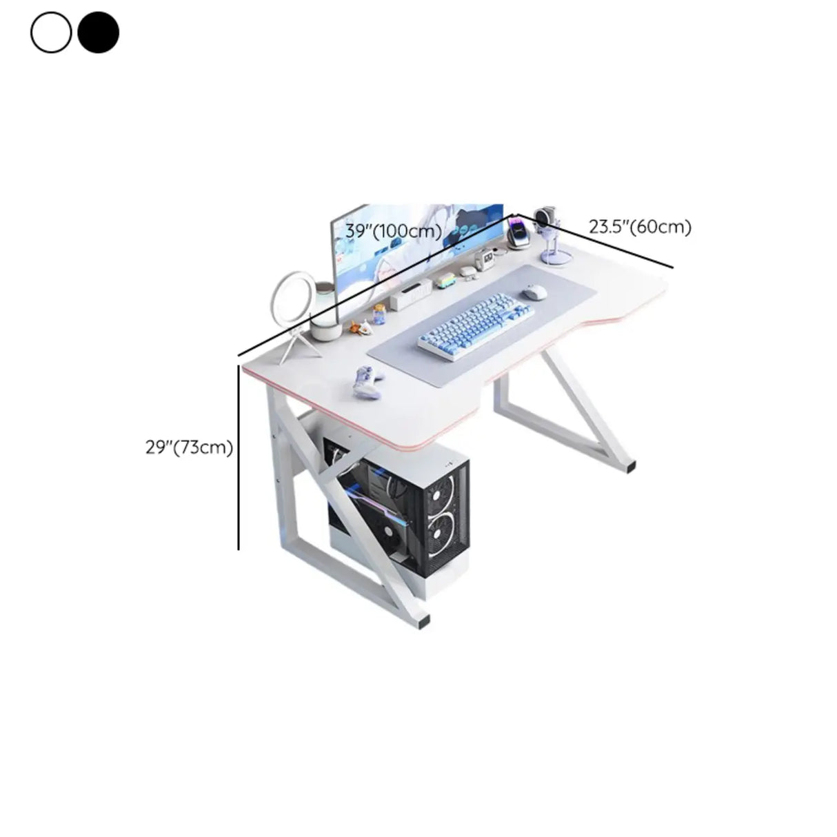 Black Standard Metal Desk with Cable Management 