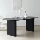 Black Standard Oval Wooden Computer Desk Image - 1