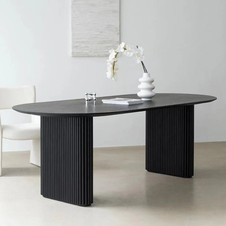 Black Standard Oval Wooden Computer Desk Image - 1