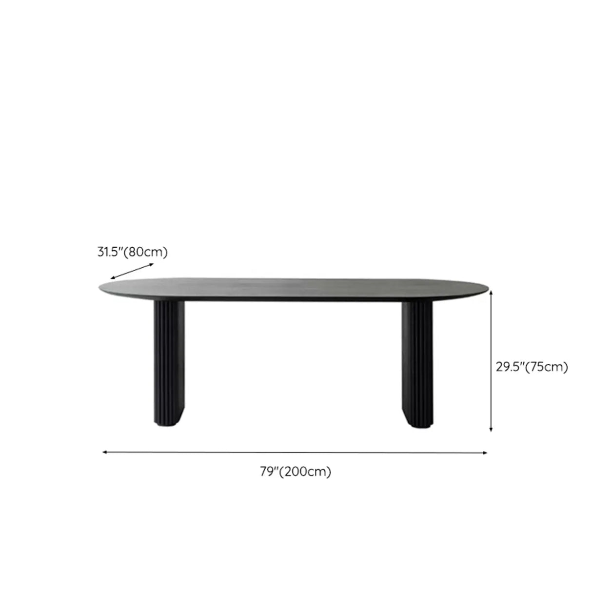 Black Standard Oval Wooden Computer Desk 