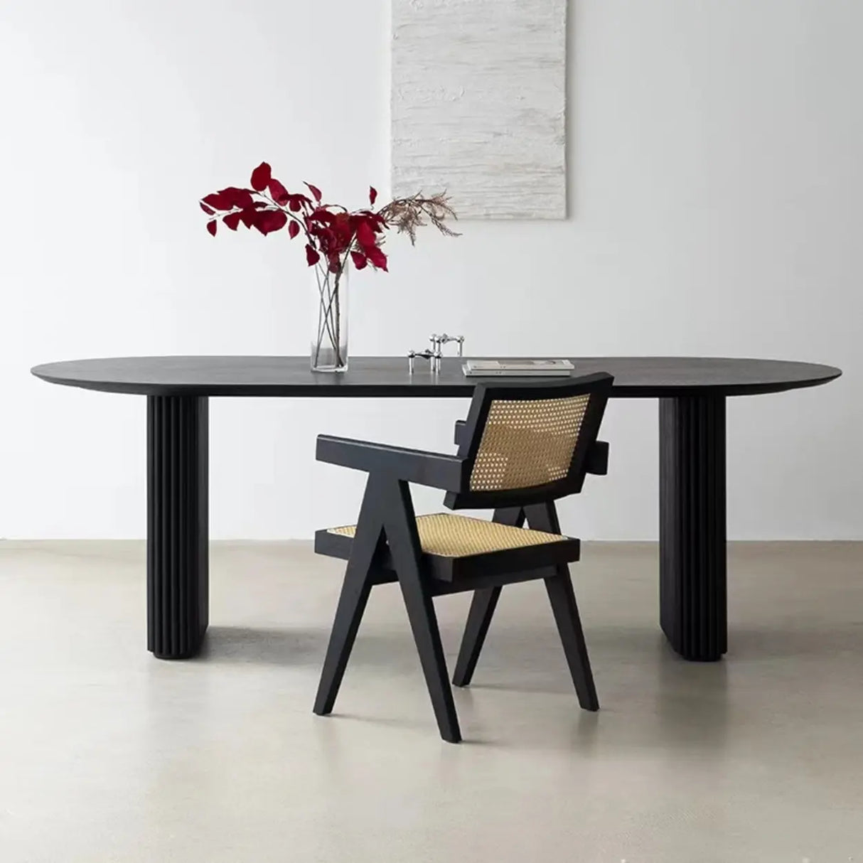 Black Standard Oval Wooden Computer Desk Image - 3