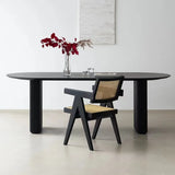 Black Standard Oval Wooden Computer Desk Image - 3