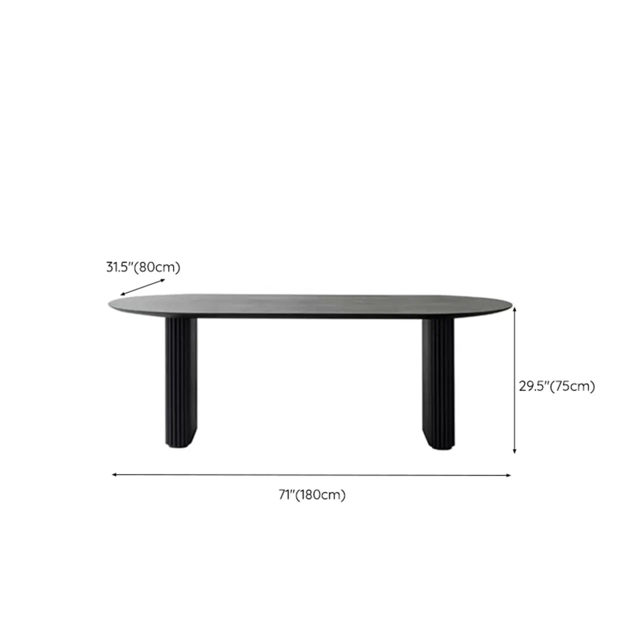 Black Standard Oval Wooden Computer Desk Image - 17