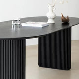 Black Standard Oval Wooden Computer Desk Image - 5
