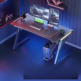 Black Standard Timber Gaming Desk with Cable Management Image - 2