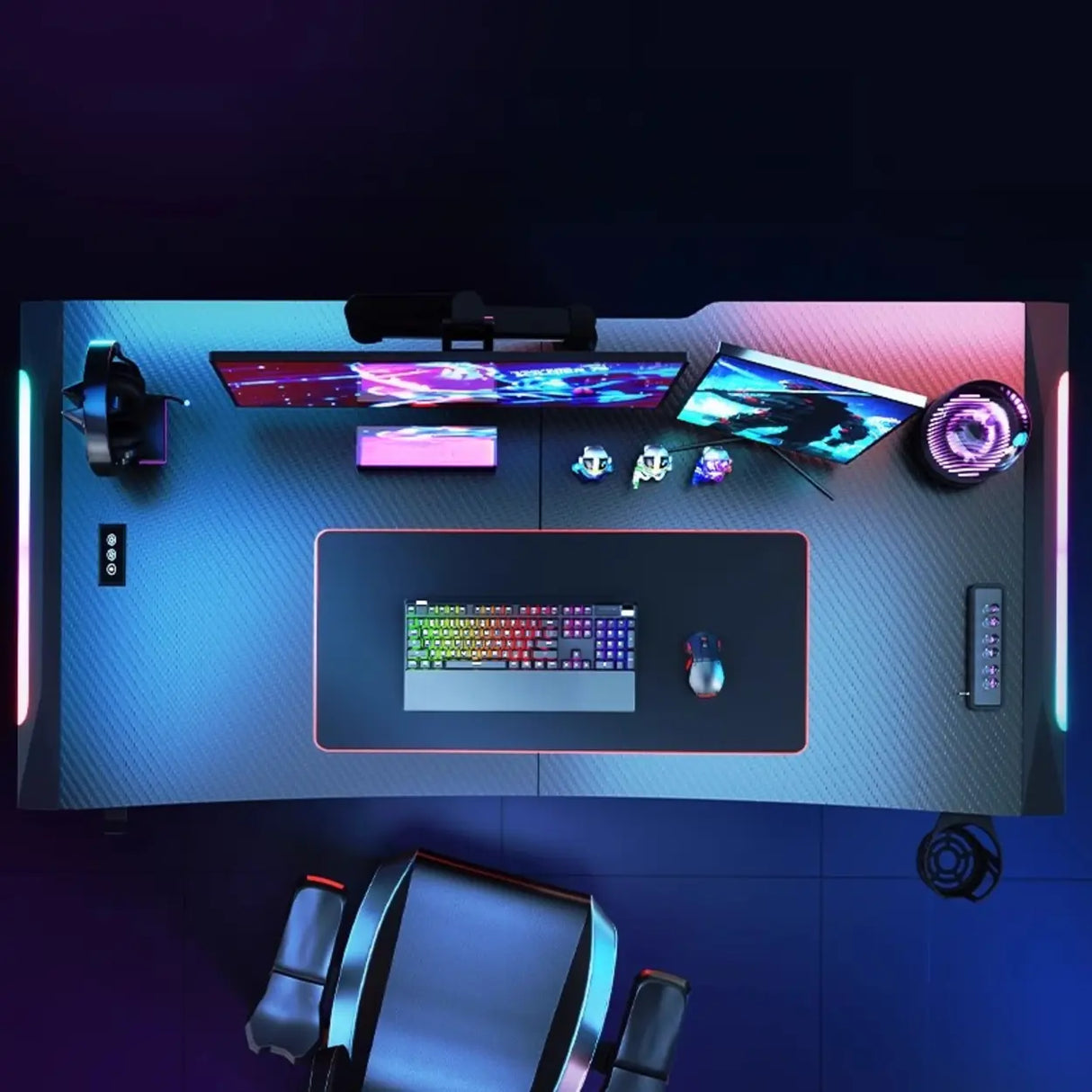 Black Standard Timber Gaming Desk with Cable Management Image - 3