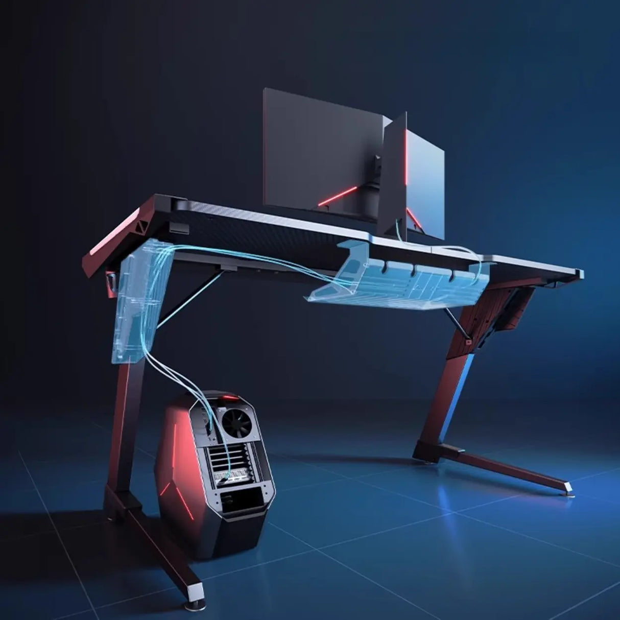 Black Standard Timber Gaming Desk with Cable Management Image - 4