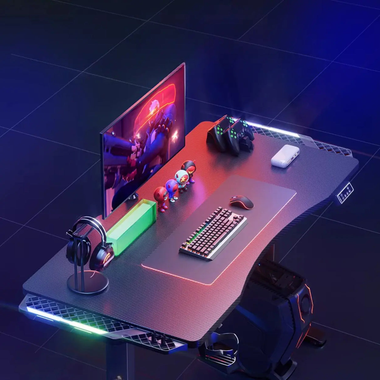 Black Standard Timber Gaming Desk with Cable Management Image - 5