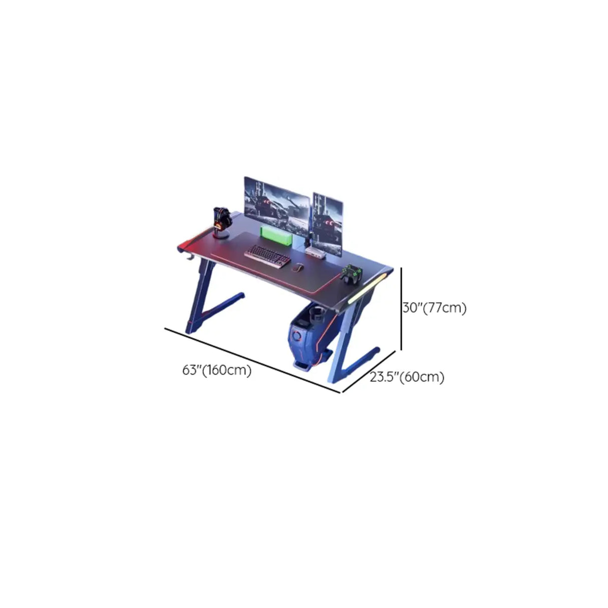 Black Standard Timber Gaming Desk with Cable Management Image - 9