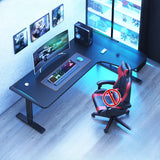 Black Standard Wooden L-Shape Writing Desk Image - 2