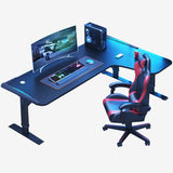 Black Standard Wooden L-Shape Writing Desk Image - 5