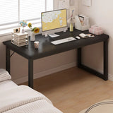 Black Standard Wooden Rectangular Computer Desk Image - 1
