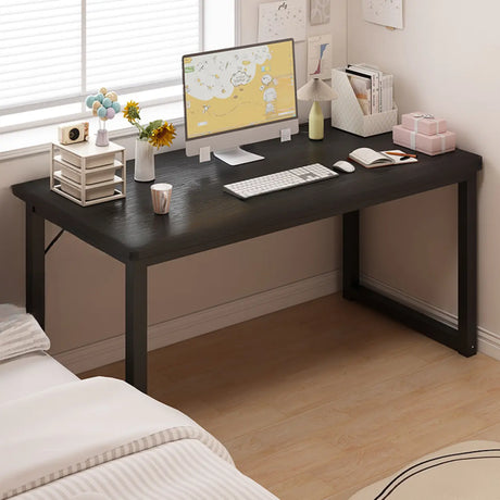 Black Standard Wooden Rectangular Computer Desk Image - 1
