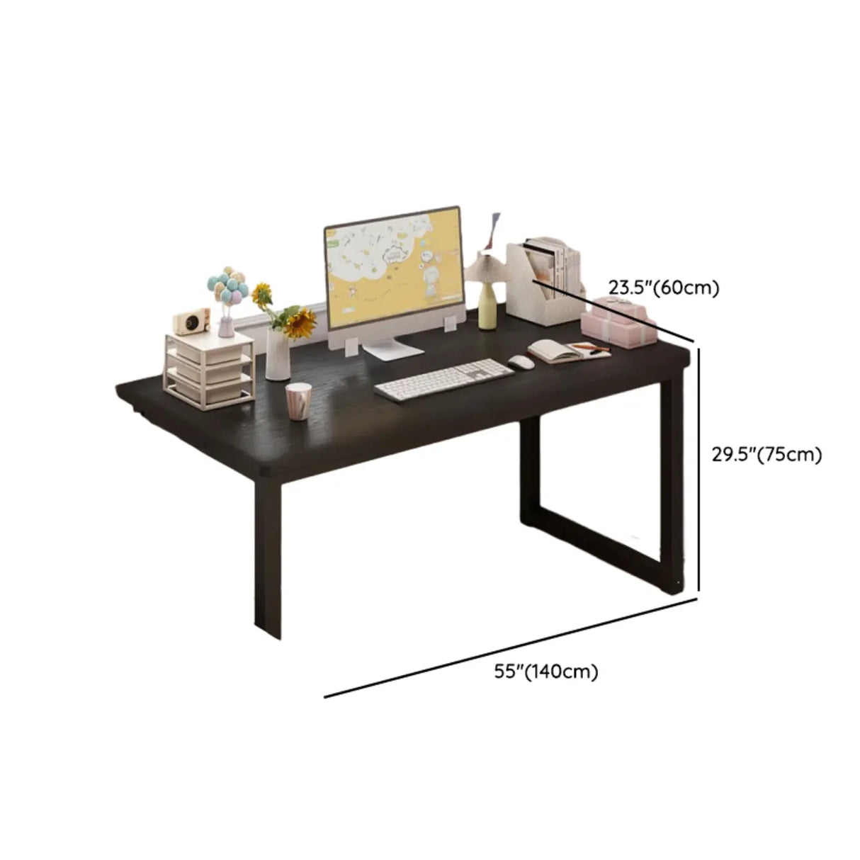 Black Standard Wooden Rectangular Computer Desk Image - 7