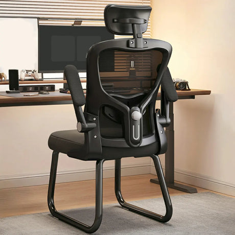 Black Steel Frame Mesh Lumbar Support Task Office Chair Image - 1