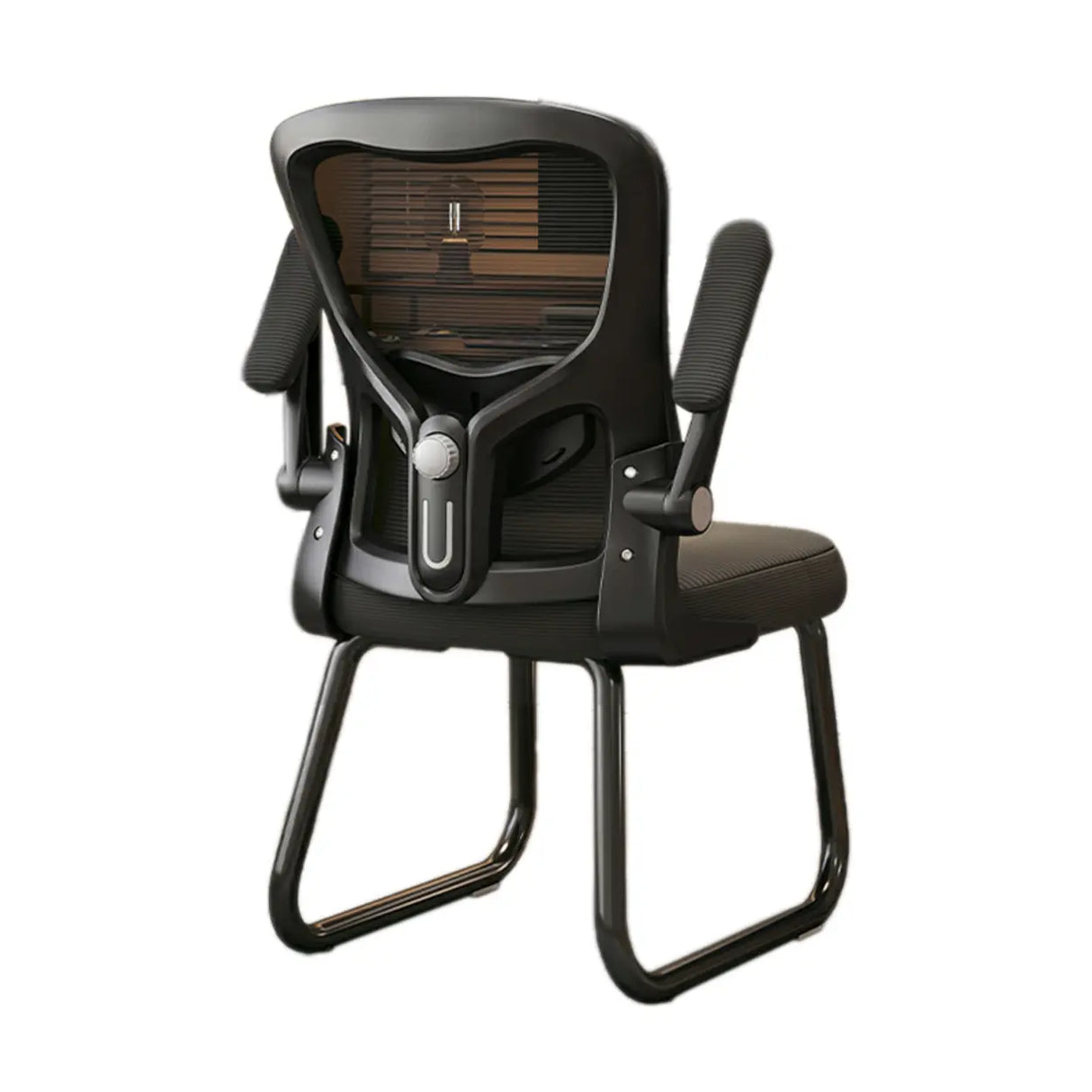 Black Steel Frame Mesh Lumbar Support Task Office Chair Image - 10