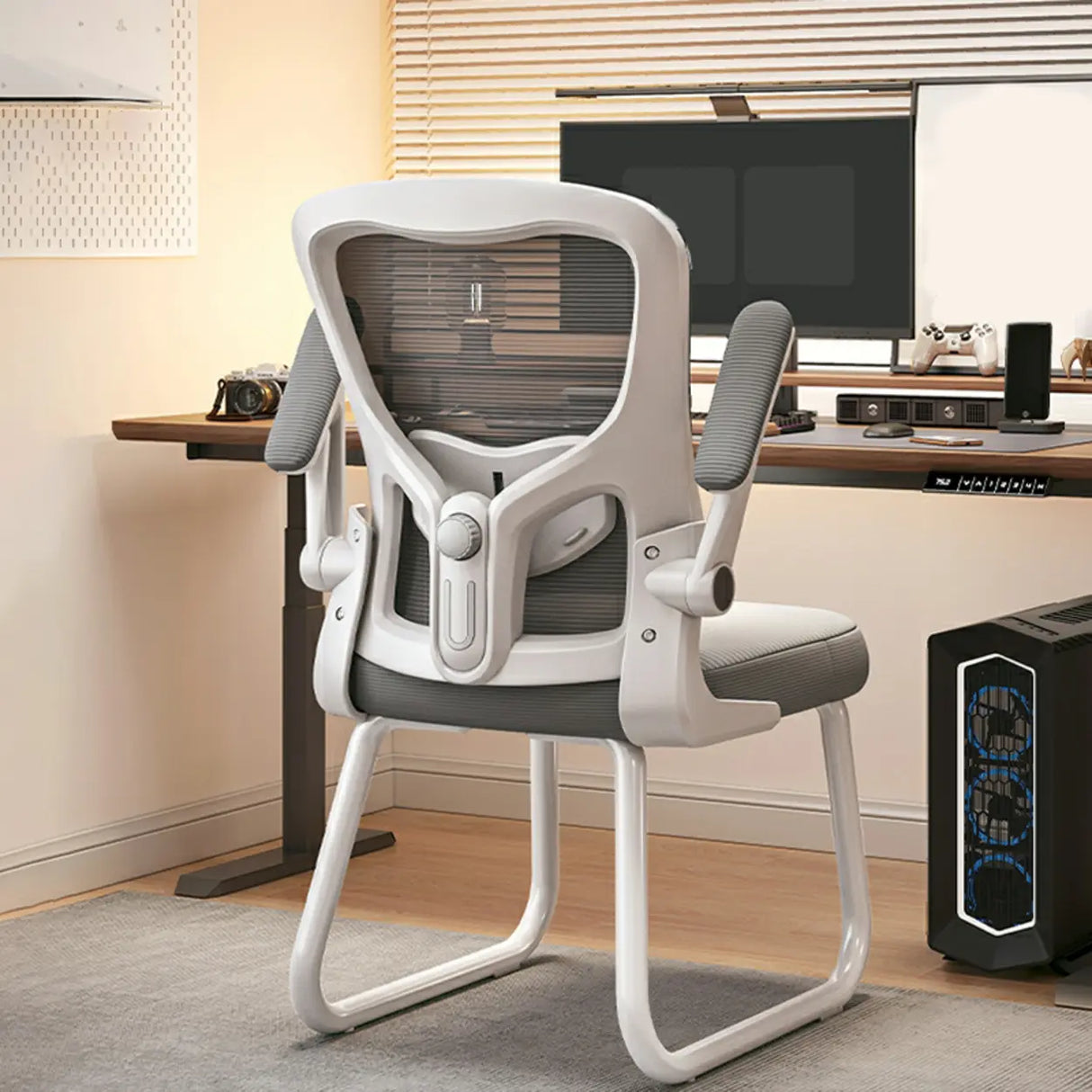 Black Steel Frame Mesh Lumbar Support Task Office Chair Image - 17