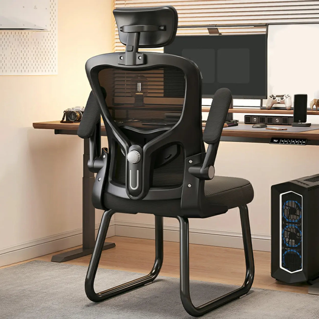 Black Steel Frame Mesh Lumbar Support Task Office Chair Image - 18