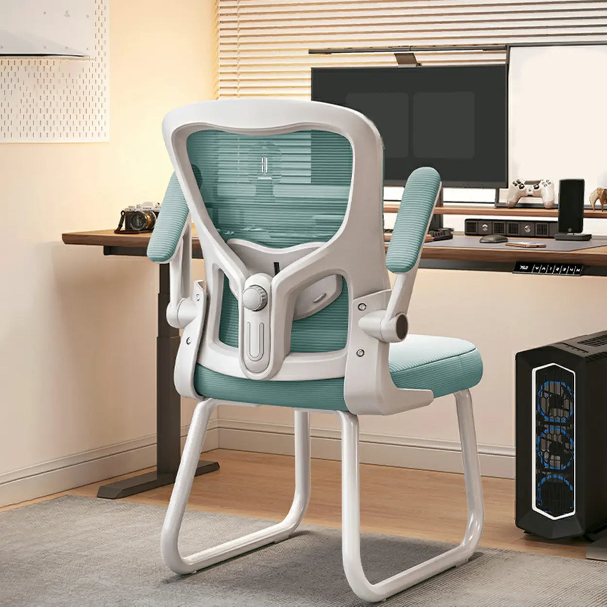Black Steel Frame Mesh Lumbar Support Task Office Chair Image - 20
