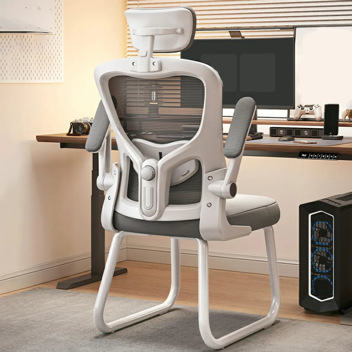 Black Steel Frame Mesh Lumbar Support Task Office Chair Image - 21
