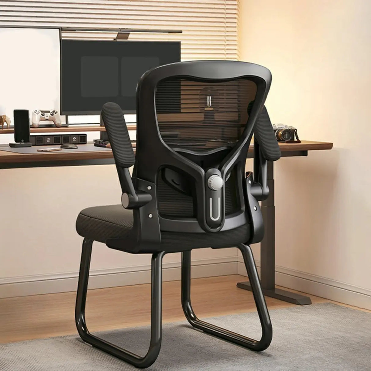 Black Steel Frame Mesh Lumbar Support Task Office Chair Image - 26