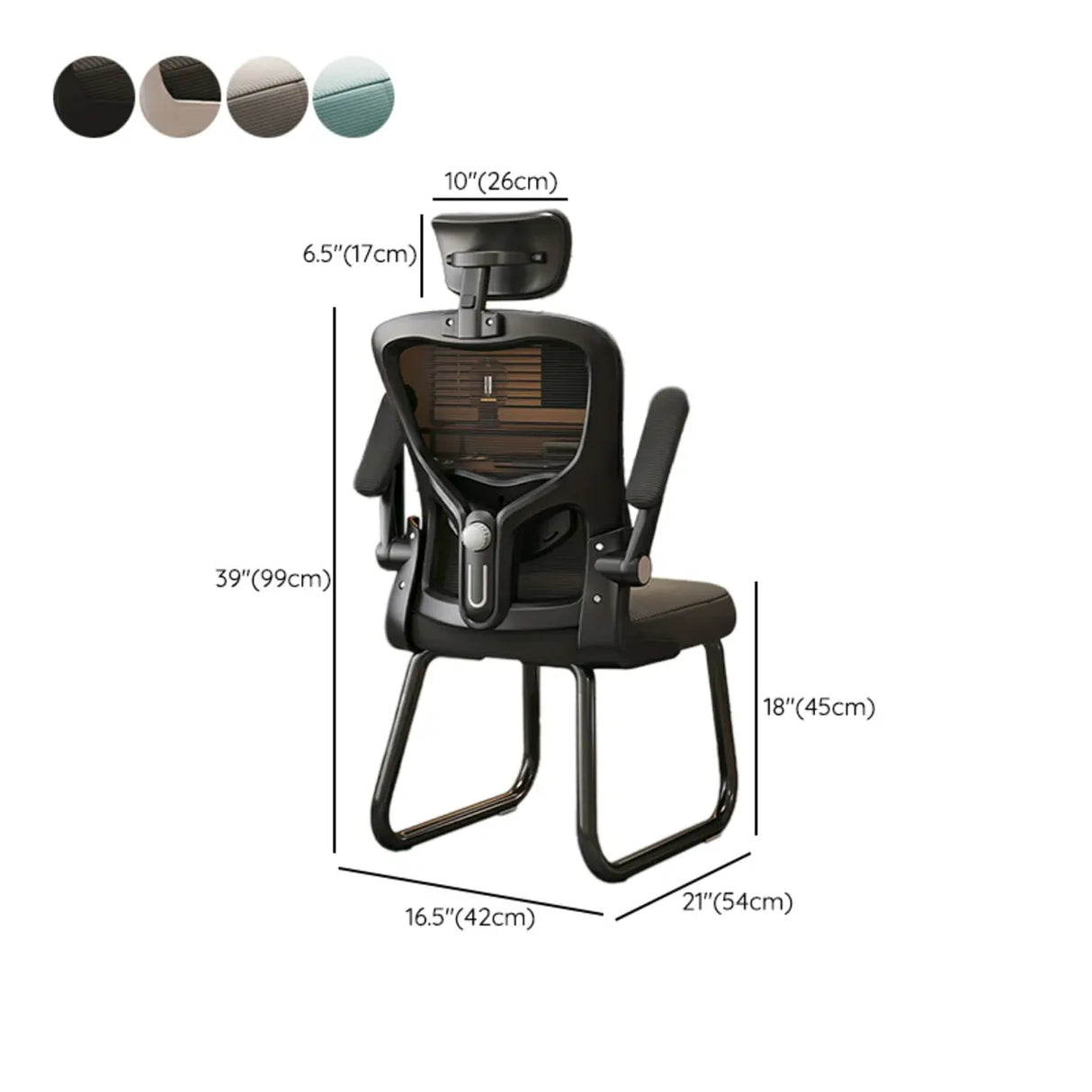 Black Steel Frame Mesh Lumbar Support Task Office Chair 