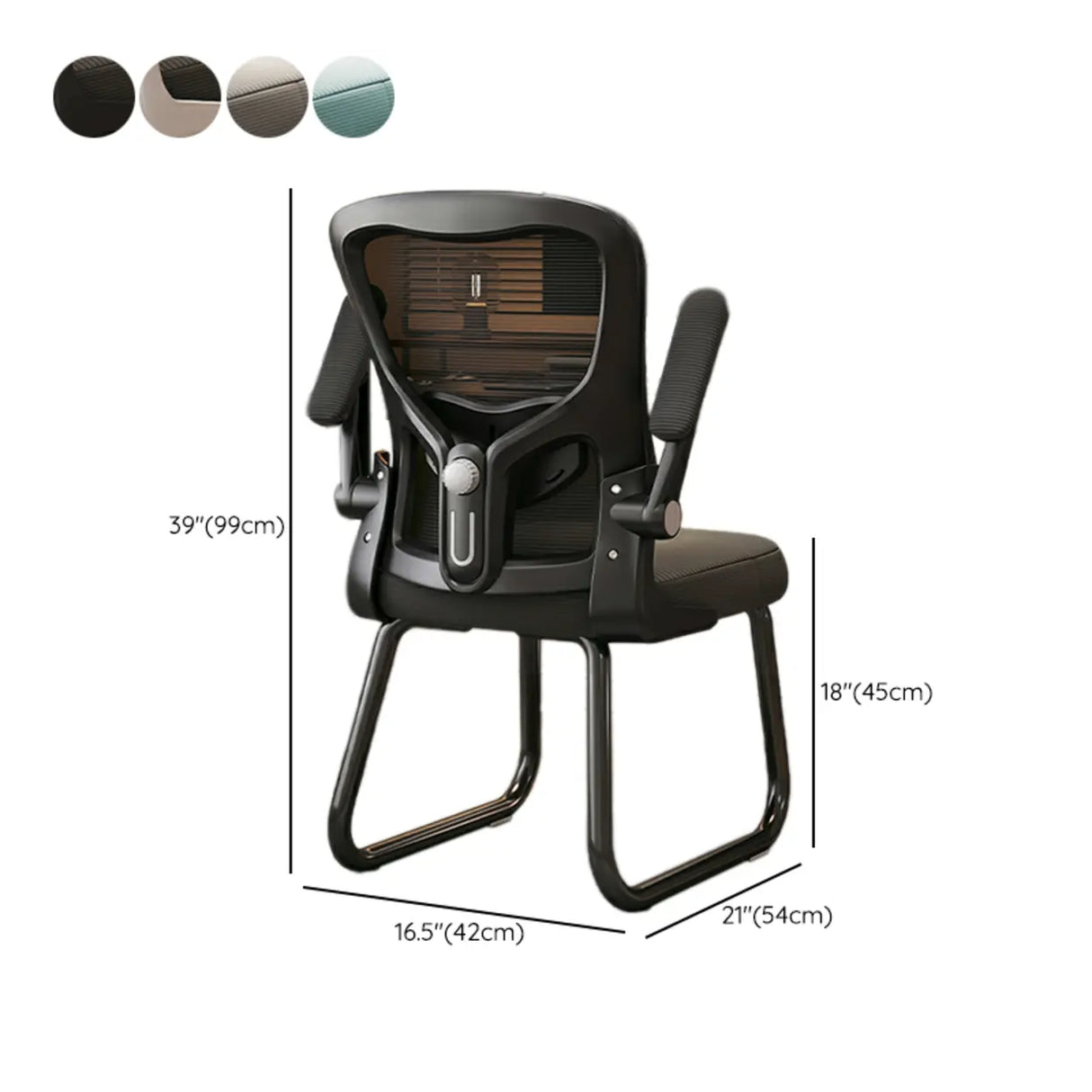 Black Steel Frame Mesh Lumbar Support Task Office Chair Image - 28