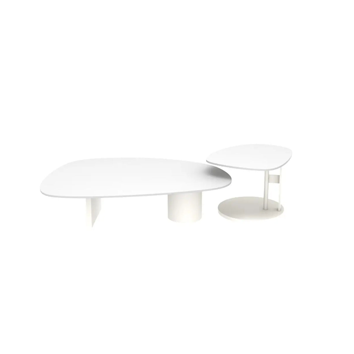 Black Stone Free Form Top Steel Base Coffee Table Image - 3