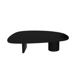 Black Stone Free Form Top Steel Base Coffee Table Image - 7