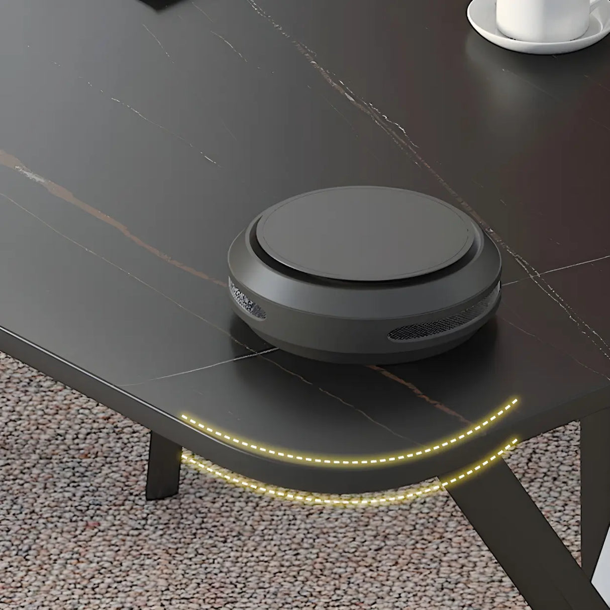 Black Stone Rectangular Metal Sled Base Writing Desk Image - 10