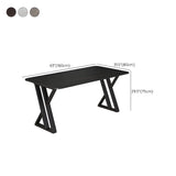 Black Stone Rectangular Metal Sled Base Writing Desk Image - 18