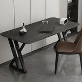 Black Stone Rectangular Metal Sled Base Writing Desk Image - 6