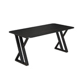 Black Stone Rectangular Metal Sled Base Writing Desk Image - 8