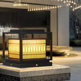Black Stylish Square Lantern Metal Outdoor Post Light Image - 10