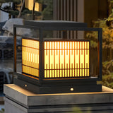 Black Stylish Square Lantern Metal Outdoor Post Light Image - 14