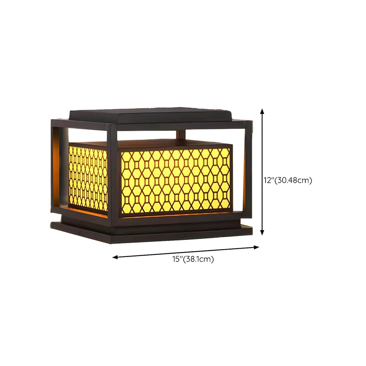 Black Stylish Square Lantern Metal Outdoor Post Light Image - 16