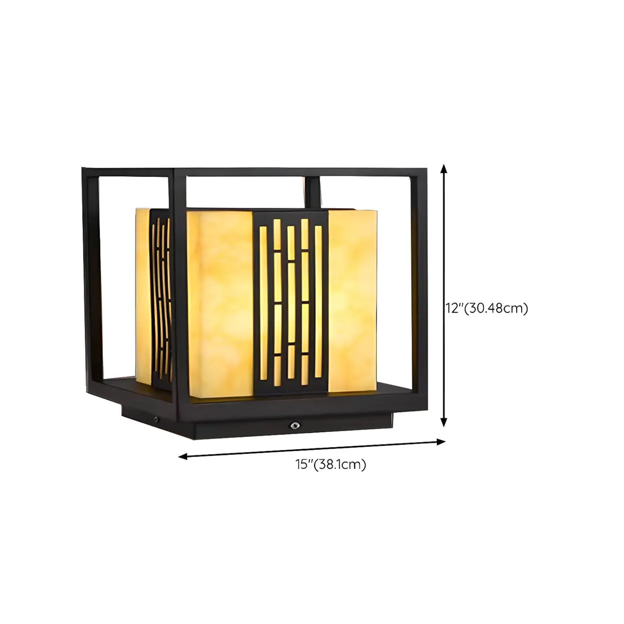 Black Stylish Square Lantern Metal Outdoor Post Light Image - 17