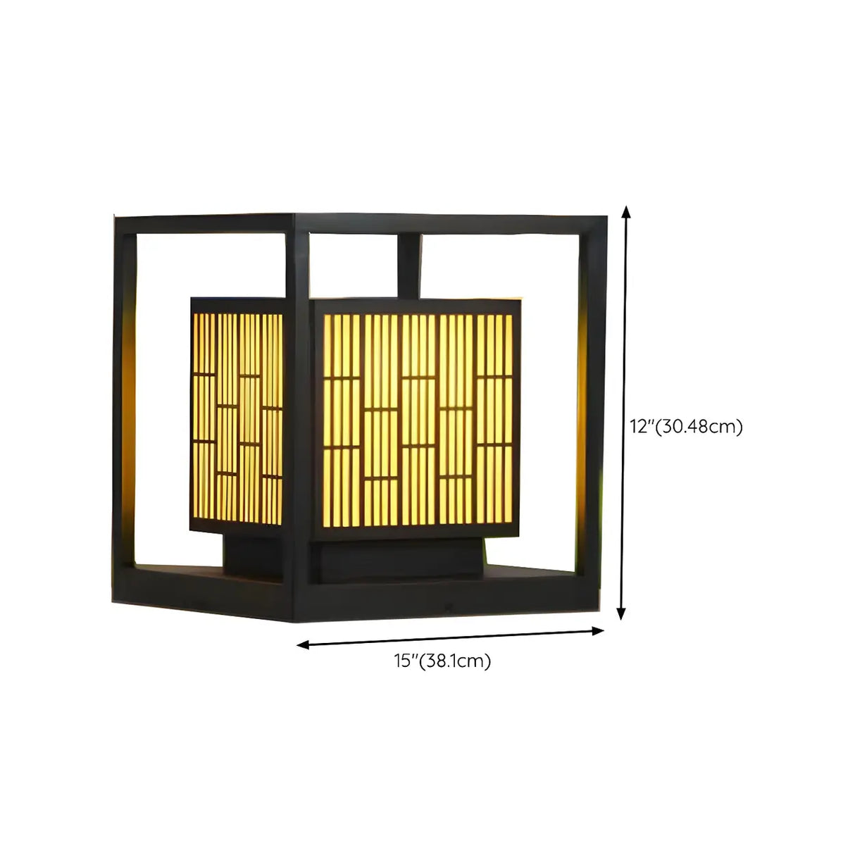Black Stylish Square Lantern Metal Outdoor Post Light Image - 18