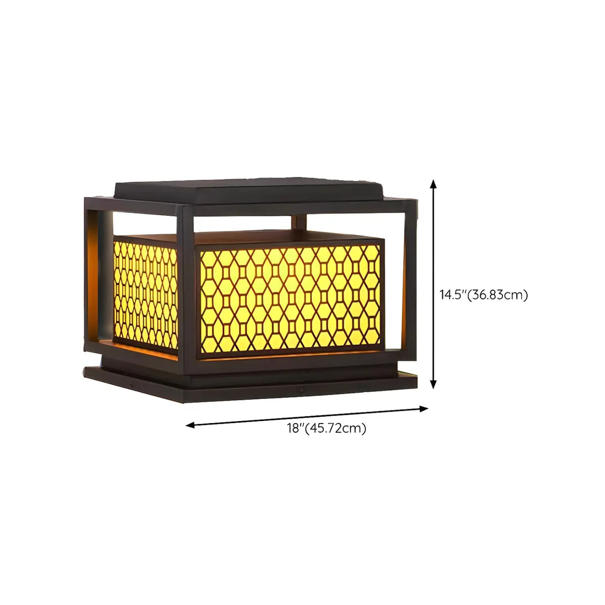 Black Stylish Square Lantern Metal Outdoor Post Light Image - 20