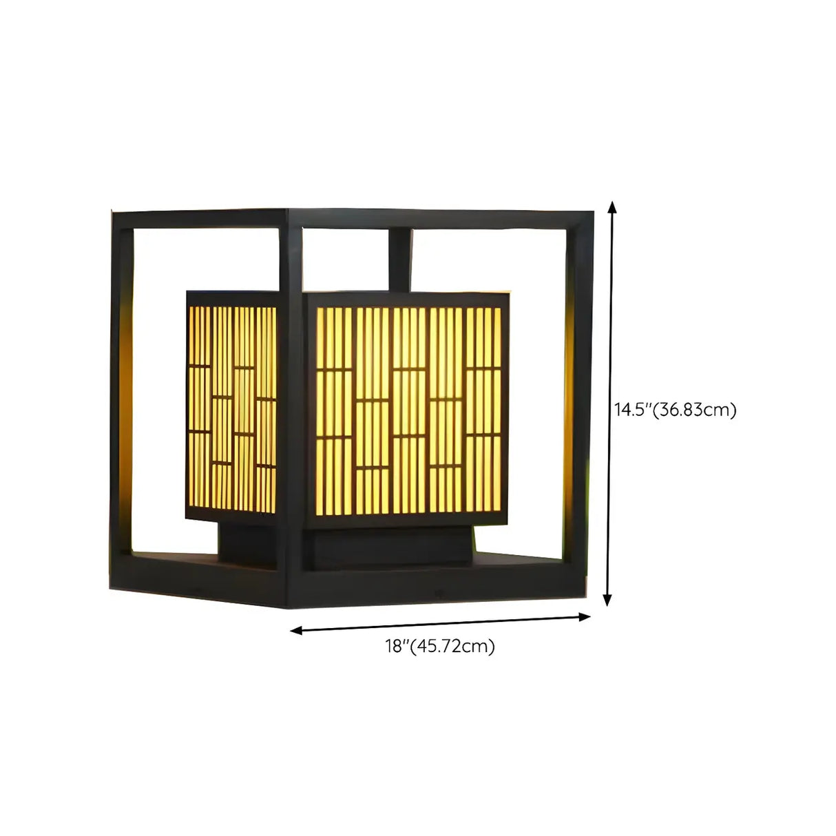 Black Stylish Square Lantern Metal Outdoor Post Light Image - 22