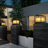 Black Stylish Square Lantern Metal Outdoor Post Light Image - 4