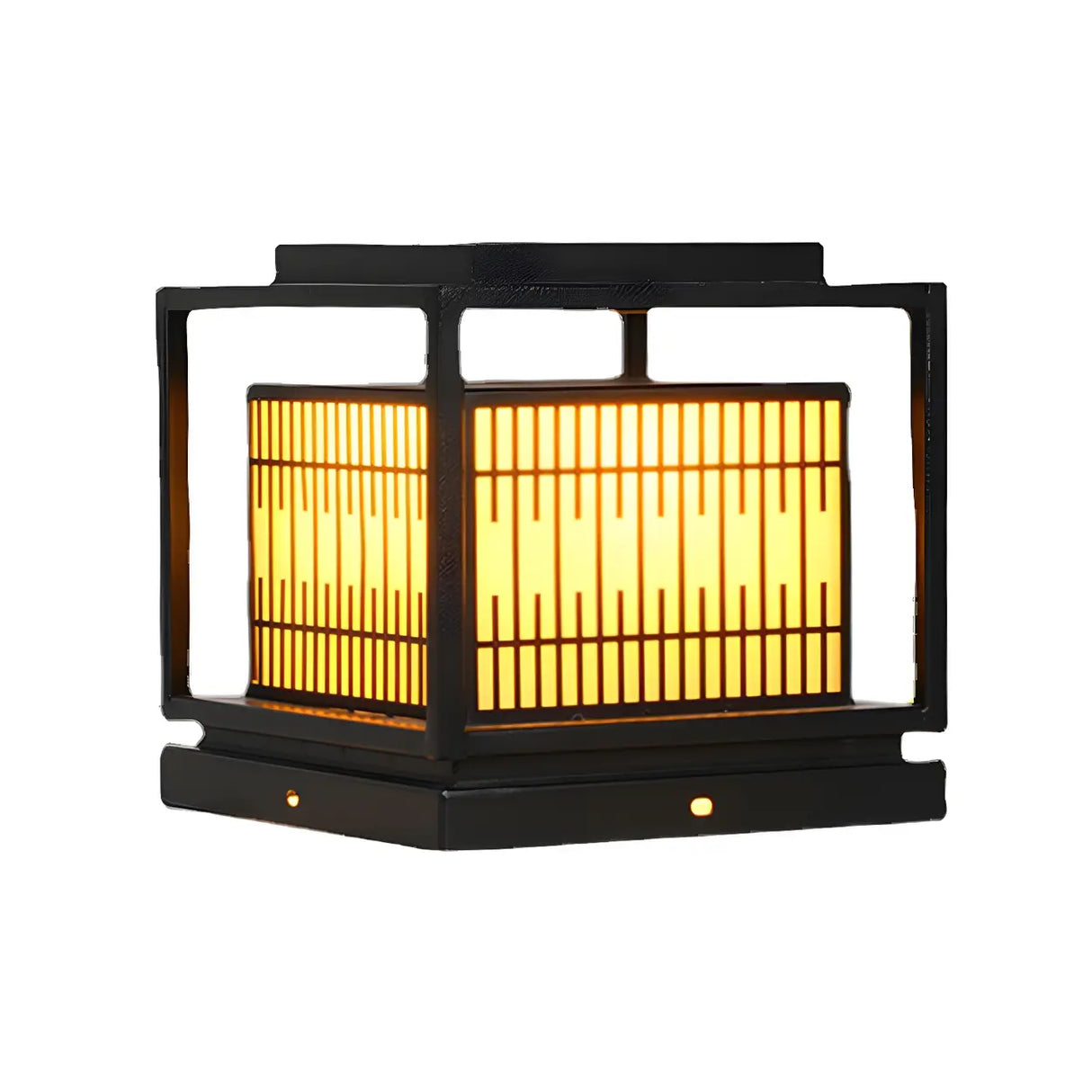 Black Stylish Square Lantern Metal Outdoor Post Light Image - 5