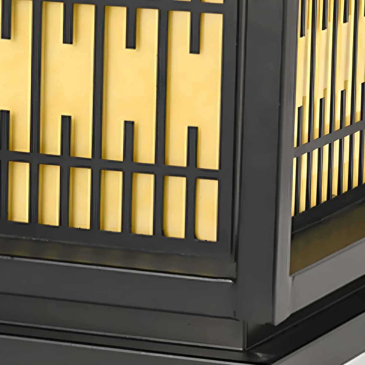 Black Stylish Square Lantern Metal Outdoor Post Light Image - 8